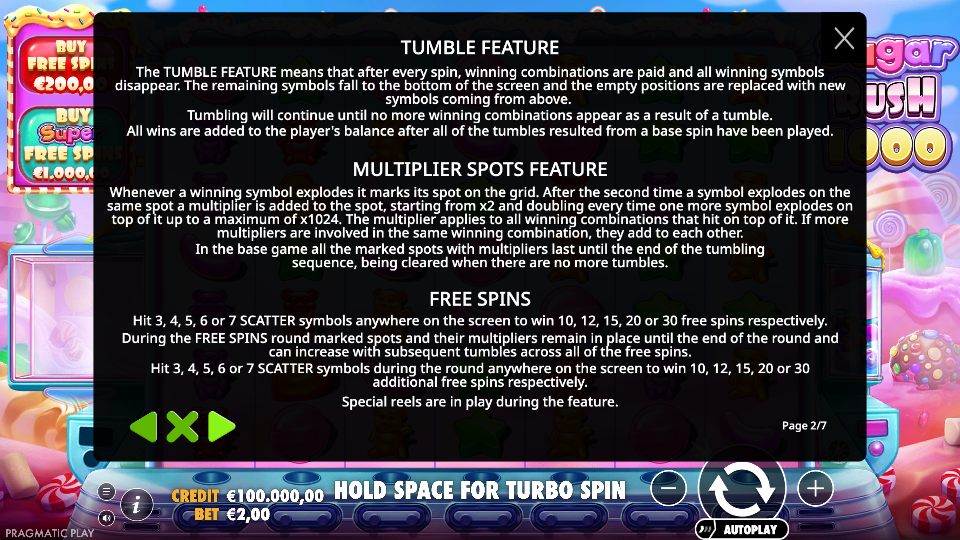 Tumbles, multipliers en free spins